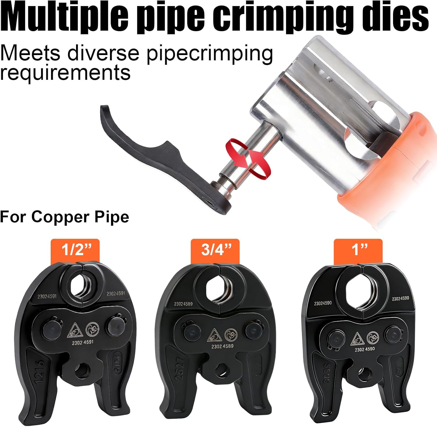 HZLZRZ Pro Press Tool with 1/2, 3/4, 1Pro Press Copper Crimper Tool with 12-Ton Hydraulic Power, Apply US Standard Copper Pipe or Stainless Steel Tube, Suitable for Plumber